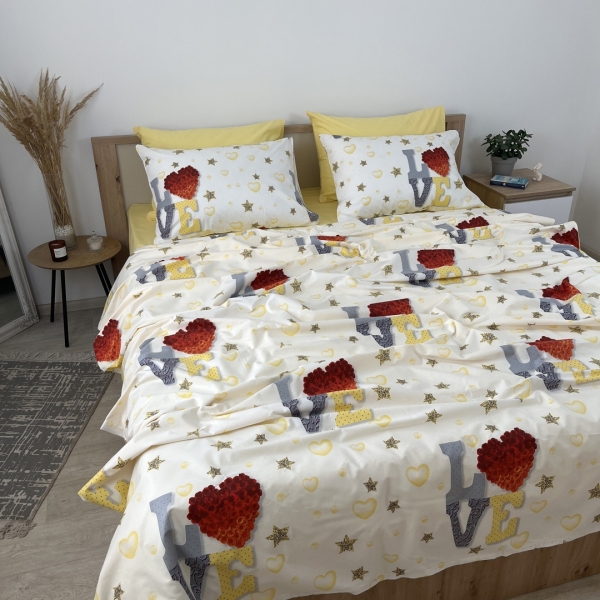 Ранфорс принт "Love yellow"